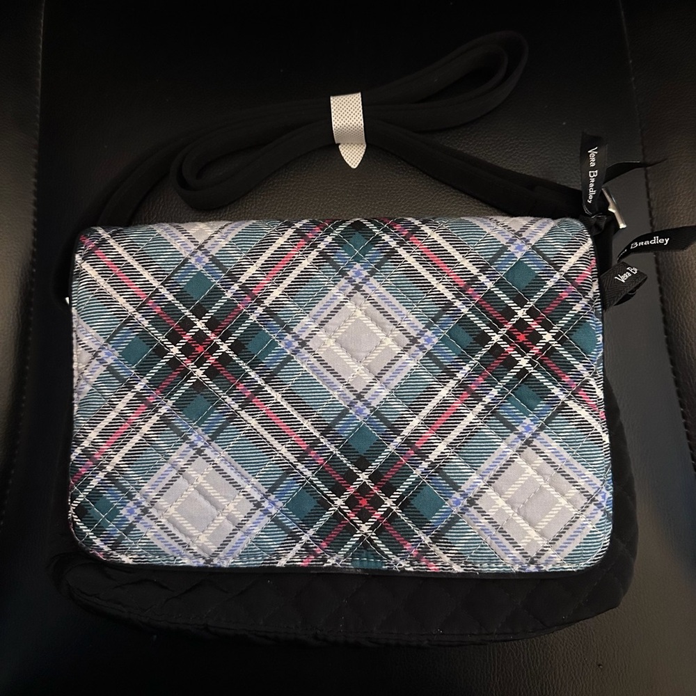 NWT Vera Bradley Snowy Plaid Convertible Flap Crossbody Bag